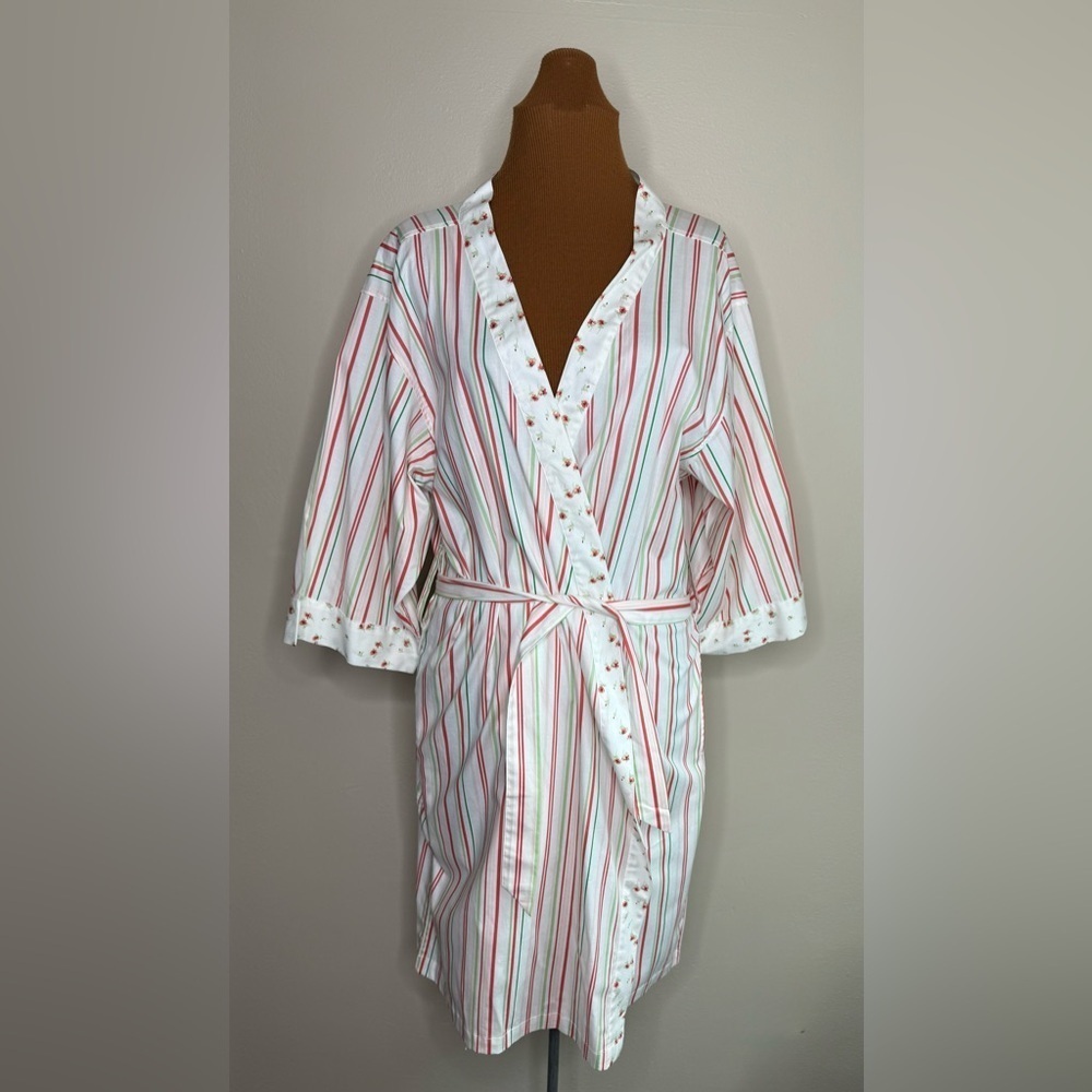 Jockey Multicolor Striped Cotton Blend Lightweight Robe Size Small